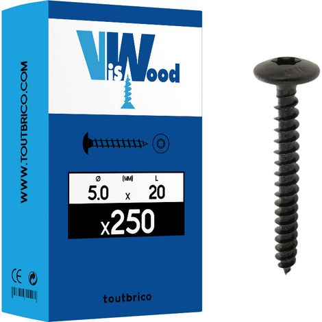 250 vis penture 5x20mm tête ronde large Tx zingué Viswood (1/2)