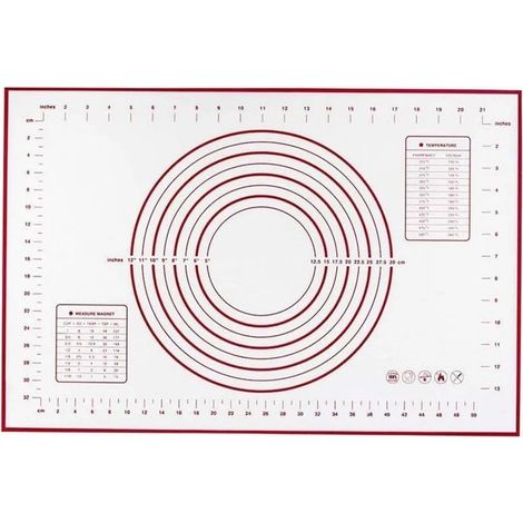 Tapis de cuisson 60 x 80 cm, en silicone sans BPA, avec graduations, idéal pour la pâte à sucre et la pizza.