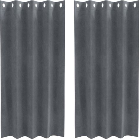 Rideaux occultants 2 pcs Gris clair 140 x 175 cm Velours (1/4)