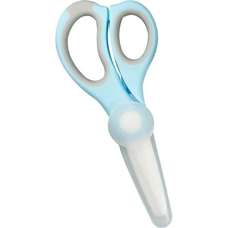 pair of scissors for baby in ceramic of quality food without BPA portable for nourrissons and all-small with lid of blade of protection (blue)- (1/5)