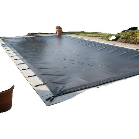 Poolabdeckung, langlebiges Kunststoffmaterial, UV- und wasserbeständig, Schwarz (1/2)