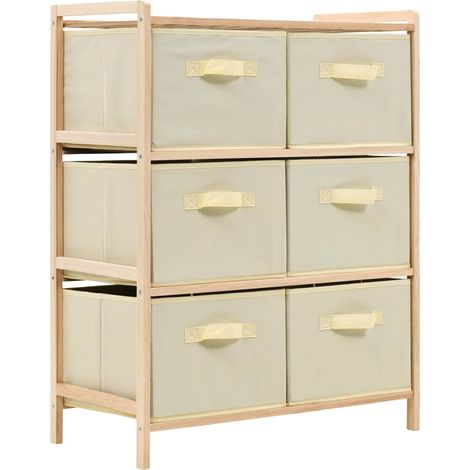 Étagère de rangement,Bibliothèque Déco,Stockage 6 paniers Tissu Bois de cèdre Beige - DH63353