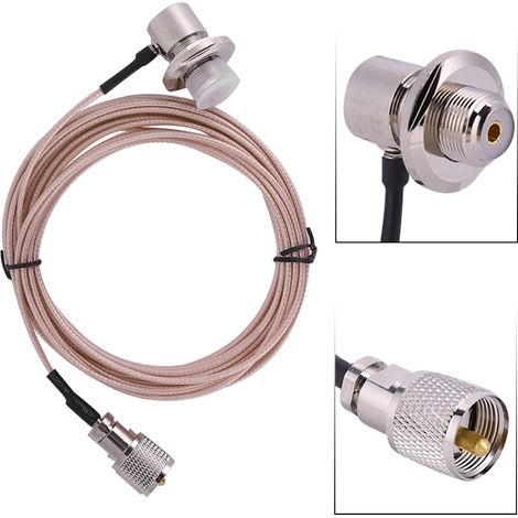 Câble d'extension coaxial RG-316 5m avec connecteurs PL-259 mâle/femelle pour antenne de talkie-walkie (1/5)