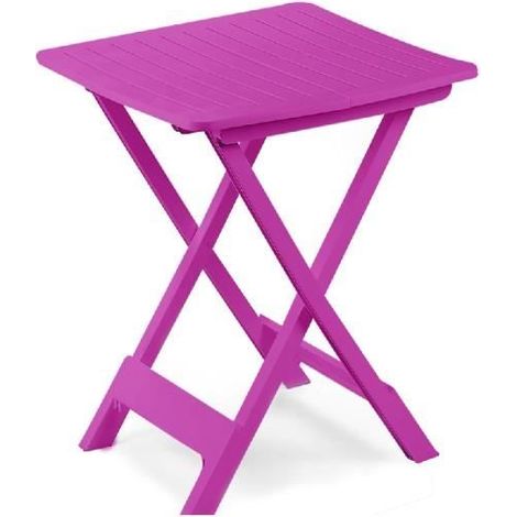 Table d'appoint pliante d'extérieur - JUANIO - 44x44x50 cm - Rose - Plastique PP - Pliable, résistante aux intempéries (1/4)