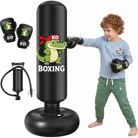 Sac de Frappe pour Enfant 130cm Gonflable avec Gants (1/5)