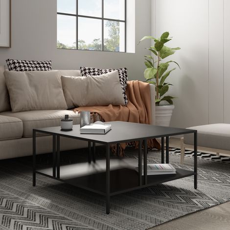 Mesa de centro Kumlinge cuadrada 40x80x80 cm - Negro [en.casa] (1/5)