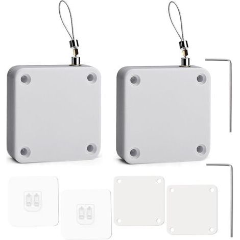 Ferme-Porte Automatique, 2 Pièces Capteur Automatique sans Trou, Ferme-Porte Automatique Avec Capteurs Avec Cordon de Serrage, Sans Perforation Pour chambre à coucher Blanc
