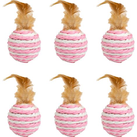6 jouets pour chatons, balle en sisal et plumes, jeu interactif intérieur (1/5)