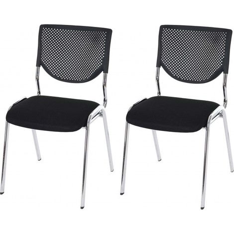 Juego de 2 sillas ergonómicas para visitas/oficina color negro con patas cromadas BUR04049