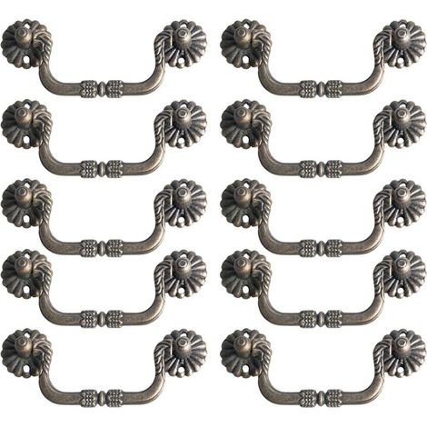 Lot de 10 poignées de tiroir à bascule, poignées de meuble en bronze pour commode, armoire, placard, porte de cuisine (1/5)