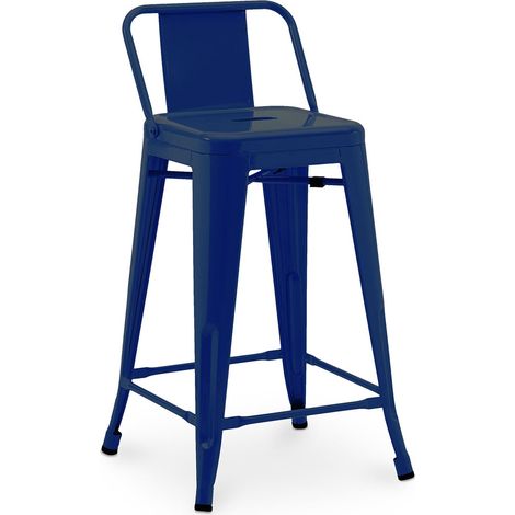 Barhocker mit Rückenlehne - Industriedesign - 60cm - New Edition - Stylix Dunkelblau (1/5)