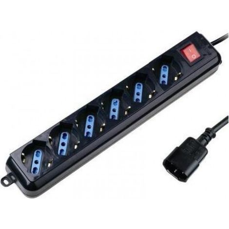 TECHLY Multipresa 6 posti nera con spina VDE (1/5)