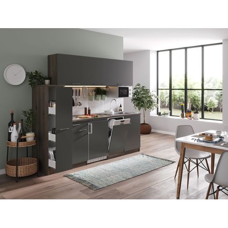 Cuisine Kitchenette Chêne York Gris Oliver 225 cm Respekta