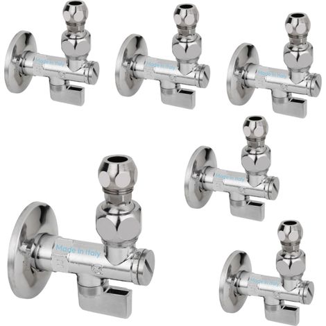 Rubinetto di arresto valvola sottolavabo ottone cromato a leva con filtro snodato 1/2-3/8-10 mm (quantita) pezzi 6 - confezione 1