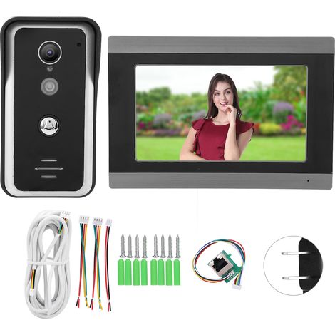Kit Interphone Vidéo Filaire 7 Pouces Écran TFT Vision Nocturne WiFi Compatible TUYA APP Contrôle d'Accès AC100-240V Prise US (1/5)
