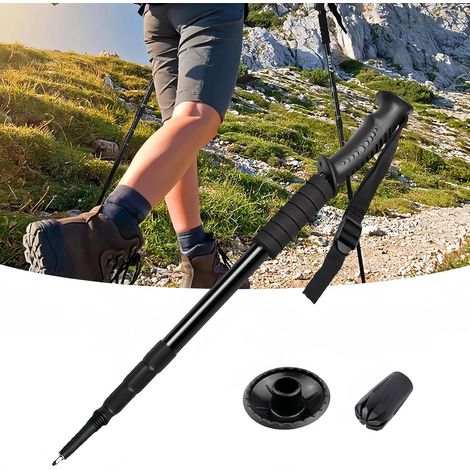 Bastones de trekking aptos para marcha nórdica y esquí. Disponibles en tallas para hombre y mujer. Ajustables, telescópicos, negros, de 52 a 110 cm. (1/5)