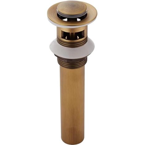 Bonde Clic-Clac Rétro Laiton Bronzé, Vidange Lavabo Universel sans Trop-Plein, Bouchon Rabattable Antique avec Trous, Mécanisme Pop-up pour Évier, Couvercle à Pression en Alliage de Cuivre, Diamètre S (1/5)