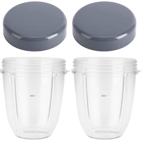 Gobelets de rechange pour blender Nutribullet, gobelet de 532 ml avec couvercle, compatibles avec les blenders/extracteurs de jus Nutribullet 600 W et 900 W (lot de 2) (1/5)