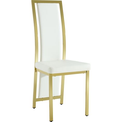 Essgruppe mit rundem Esstisch 88 cm und 4 Stühlen aus Hartglas und Metall in Gold (1/5)