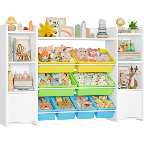 Bibliothèque pour enfants AUTRUCKER, bibliothèque pour enfants, meuble de rangement pour jouets avec tiroirs, bibliothèque pour enfants -138 x 29 x 94 cm (1/5)