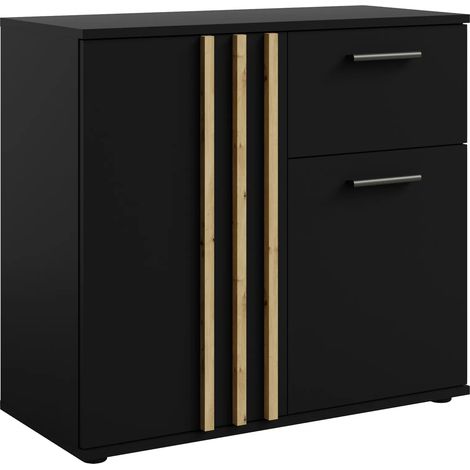 AX LIVING Kommode mit Schublade Turell 2T1SZ – 80 cm Schwarz