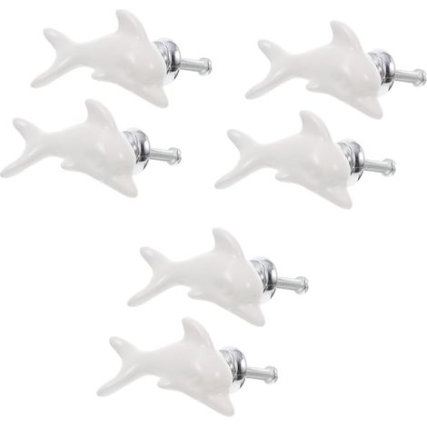 Lot de 6 poignées de tiroir, de placard, de porte d'armoire, style nautique, décoration d'intérieur, style vintage, en céramique blanche (1/5)