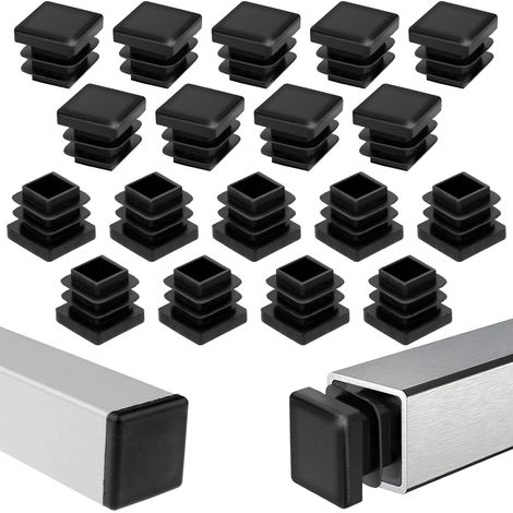 Bouchons Tube Carré 15x15mm Lot de 20 - 20 pièces, noir, 15x15mm - bouchon chaise canape table etagere protection - tube bouchon (1/5)