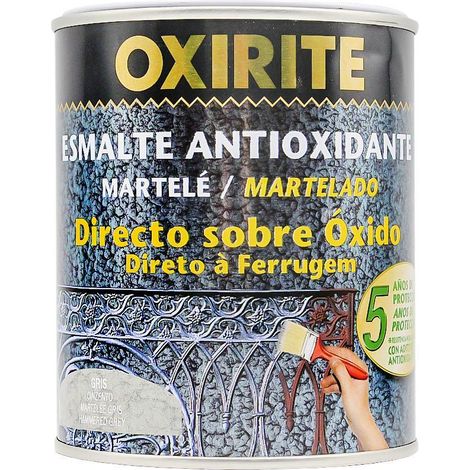 OXIRITE esmalte antioxidante metal martele 750 gris lata , Oxirite Esmalte Metal Martelé es un esmalte antioxidante de aplicación directa sobre las superficies de hierro o acero, y