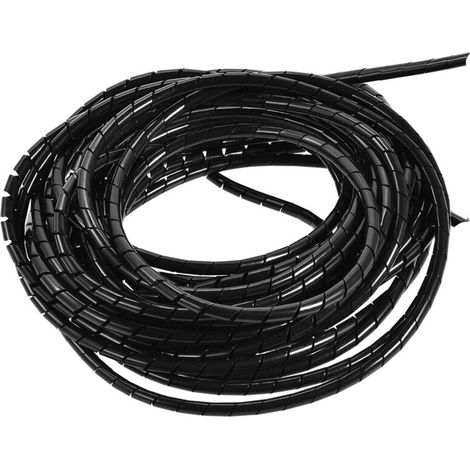 Gaine spirale pour câbles - 10 mètres, diamètre 6mm, noir - Organisation des fils pour bureau, maison et câbles d'ordinateur (1/4)