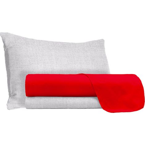 Set Lenzuola Singolo Sopra Sotto e Federe in Cotone Rosso (1/5)
