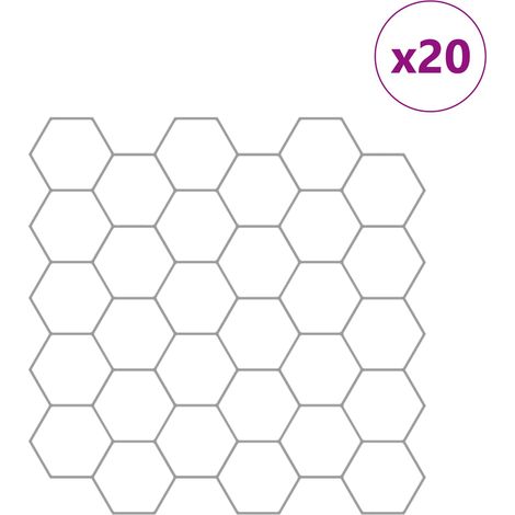 Carrelage adhésif mural hexagonal autocollant cuisine salle de bain blanc gris lot de 20 (1/5)