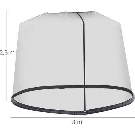 Moustiquaire pour parasol, filet anti-mouches, noire, Ø3 x H2,3 m (1/5)