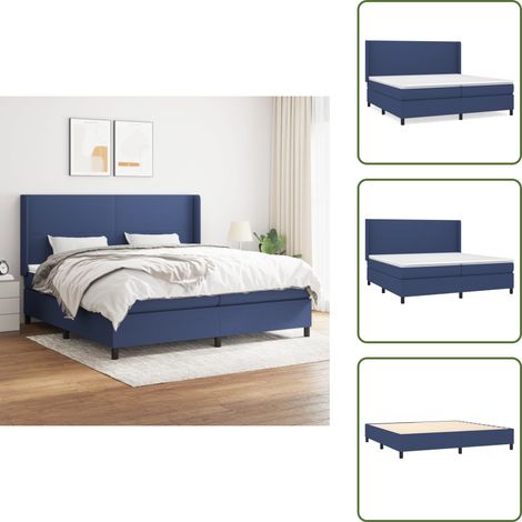 Boxspringbett mit Matratze Blau 200x200 cm Stoff - Boxspringbett - Doppelbett - Blau - Bettsofa - Schlafsystem (1/5)