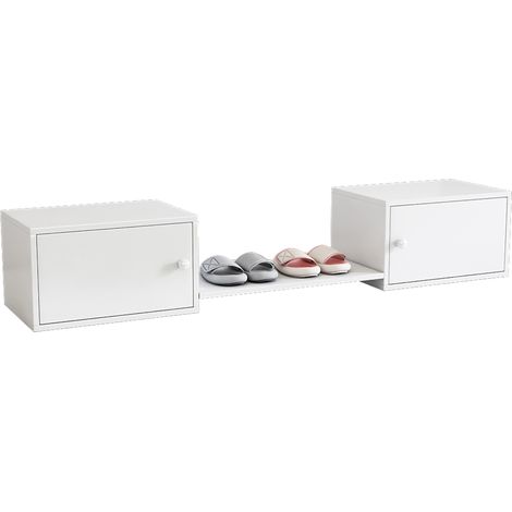 Meuble à chaussures blanc avec double porte, banc d’entrée polyvalent, 189 x 40 x 34,5 cm, bois de pin et MDF, pour chambre ou entrée CHICFURN (1/5)
