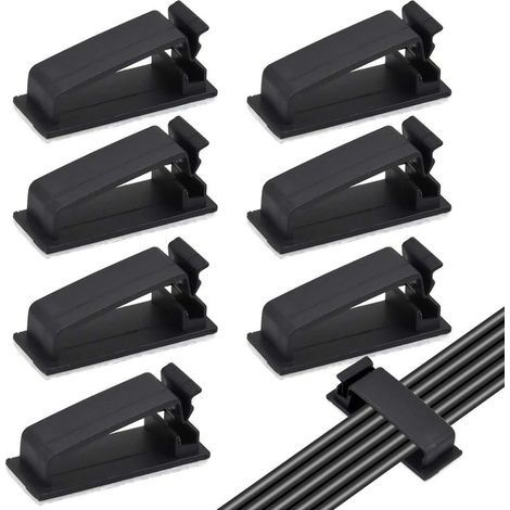 50PCS Noir Clips Câbles Adhésifs, Rangement de Câbles, Gestion de Câble pour Organiseur de Fils Electriques pour câbles Ethernet TV, Chargeur, Voiture, PC, Bureau, Maison, Cordon Électrique (1/5)