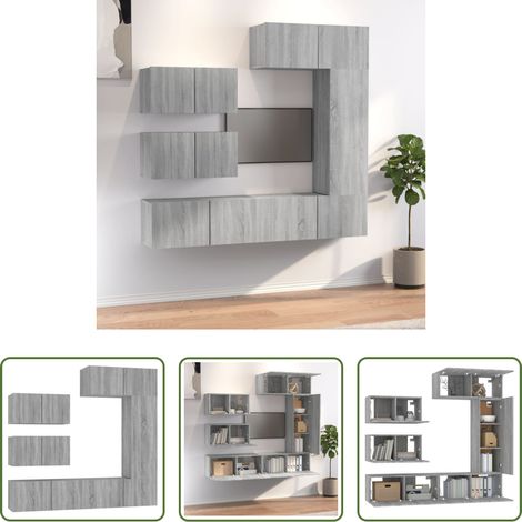 TV-Schrank Set - 6-tlg. TV-Schrank-Set Grau Sonoma Holzwerkstoff (1/5)