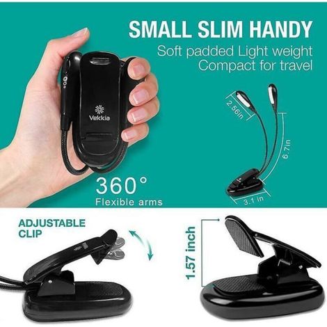 Lampe De Lecture - 12 Led Rechargeable - Clip Pour Lit Et Pupitre - Double Protection Oculaire - 1 Piece (1/5)