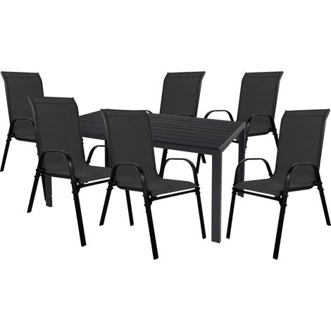 Gartengarnitur 7-teilig 150x90cm Anthrazit/Schwarz Non-Wood-M691892+6xMMC330887 (1/3)