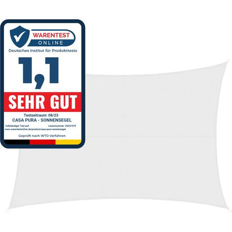 Wasserabweisendes Sonnensegel Weiß 3 x 5 m (1/5)