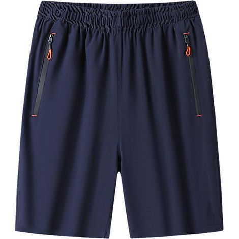 Short de sport homme avec poches zippées, lavable et très extensible, idéal pour le fitness et la salle de sport - Xin Bleu 6XL (1/5)