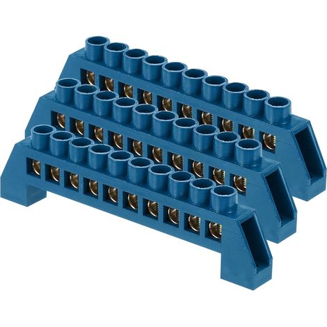 3 Pcs Terre À Vis, 10 Positions Terre En Laiton, 7x14mm Terre Pour Équipement Électrique, Boîte De Distribution, Bleu (1/5)