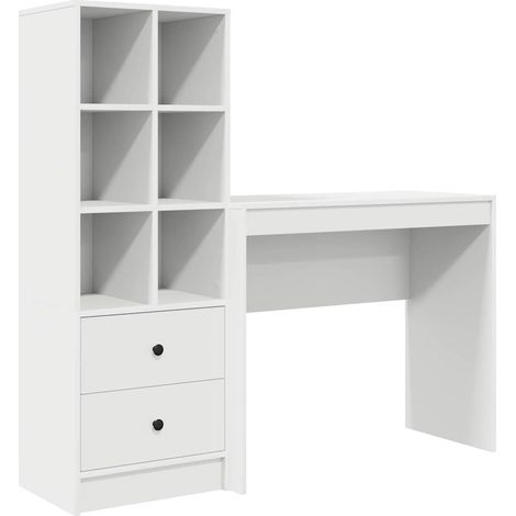 Bureau avec rangement avec tiroir 2 pcs,Table de travail,Table d'étude Blanc 90 x 40 x 76 cm CFW62461 (1/5)
