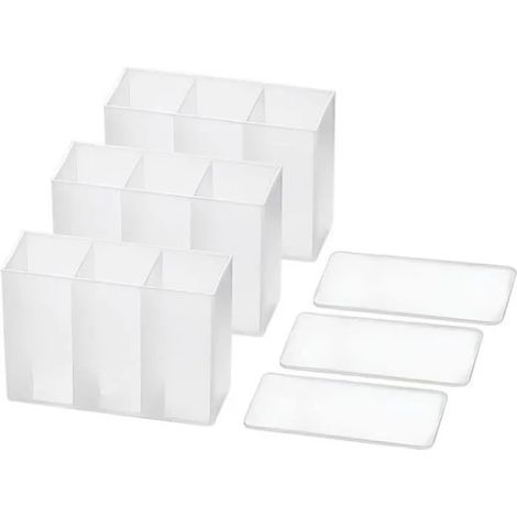 Lot de 3 mini boîtes de rangement murales,YSTP 3 compartiments en plastique transparent pinceau de maquillage porte-rouge à lèvres (1/4)