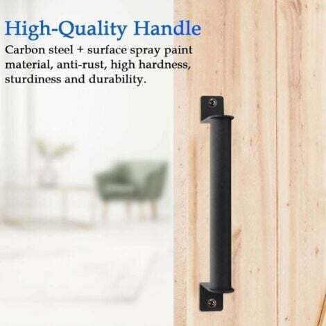 NALOOKAMIC  2 Pcs Poignée de Porte de Grange en Acier Carbone Durable Porte Style Grange Rétro Poignée de Porte Coulissante Anti-corrosion avec Vis pour Portes de Grange Coulissantes Placard - Noir