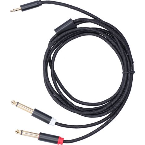 Câble adaptateur 3683 en coton tressé, prise mâle 3,5 mm vers double prise jack 6,35 mm, pour haut-parleurs, 2 m / 6,6 pi (1/5)