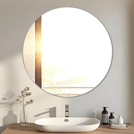 Miroir Rond Mural Miroir Mural Rond Maquillage Décoratif Miroirs Maquillage Moderne, Suspendu pour Salle de Bain, Chambre, Salon, Couloir (40 x 40cm) (1/5)