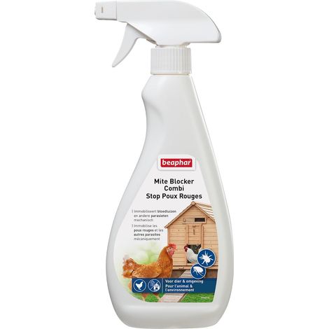 Spray Stop poux Rouges pour l'animal et l'environnement - Immobilise Les poux Rouges et Les Autres parasites mécaniquement - Ne Contient Aucun Insecticide Chimique ni Pesticide - 500ml (1/5)