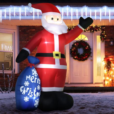 Aufblasbarer Weihnachtsmann mit weißen LED-Lichtern, Weihnachtsdekoration für drinnen und draußen, inklusive Pumpe, 146 x 77 x 238 cm (1/5)