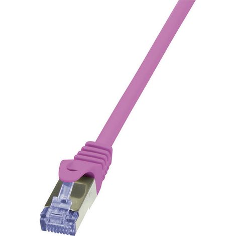 LogiLink CQ3029S RJ45 Patchkabel CAT 6a S/FTP 0.50 m Pink Flammwidrig, mit Rastnasenschutz 1 St.
