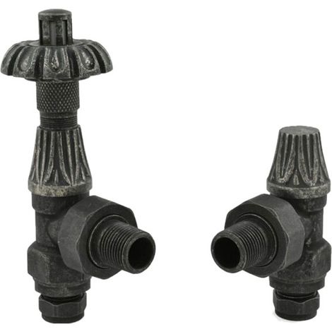 Heatwave Wyndham Pewter Angled Thermostatic Radiator Valve Set